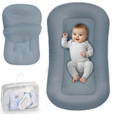 Baby Lounger grayish blue cover included offers soft, safe resting space.