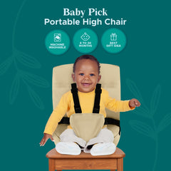 Baby Pick foldable high chair travel-friendly beige compact design
