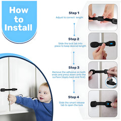 Baby Proof Me 3M adhesive safety strap on refrigerator keeps curious hands out and groceries safer