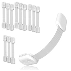 Baby Proof Me adhesive safety strap on a cabinet for safer storage