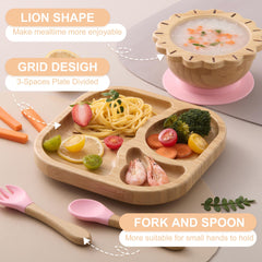 BABY REMEMBER pink divided plate supports balanced meals and portion control