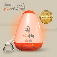 Baby Shusher Firefly compact travel design fits cribs and strollers for soothing on the go.