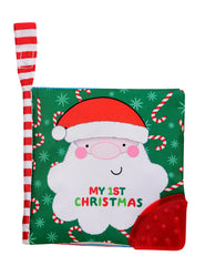 Baby Starters My First Christmas soft activity book cover featuring Santa boosts tactile exploration during playtime