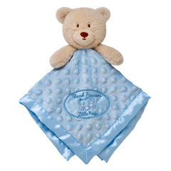 Baby Starters plush bear snuggle blanket blue cuddles with satin back for soothing tummy time.