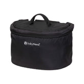 Baby Trend Stroller Wagon Deluxe Storage Basket open, showing organized space for toys and snacks.