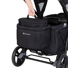 Baby Trend Stroller Wagon Deluxe Storage Basket side view shows cooler for cold beverages.