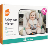 Baby Uma Baby Car Mirror backseat view helps parents monitor rear-facing infants on the go