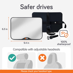 Baby Uma Baby Car Mirror wide-angle view lets you see more of your rear-facing infant