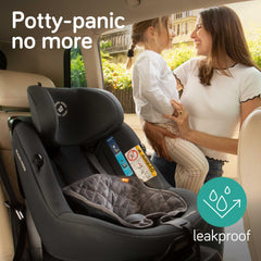 Baby Uma leakproof pad shows waterproof bottom layer for spill protection.