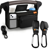 Baby Uma stroller caddy main compartment keeps essentials organized on walks.
