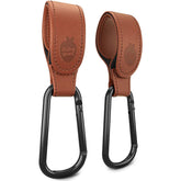 Baby Uma stroller hooks camel leather-style strap offer stylish bag organization on the go