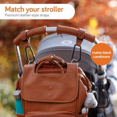 Baby Uma stroller hooks matte black carabiners provide secure, quick-access attachment for baby bags