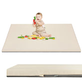 BabyAlly Baby Play Mat 50x50 cream top view, cushioned for soft crawls.