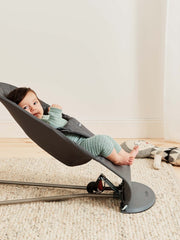 BabyBjörn Bouncer Bliss 3D Jersey close-up highlights silky soft fabric against skin.