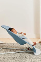 BabyBjörn Bouncer Bliss blue woven petal quilt closeup detail and texture