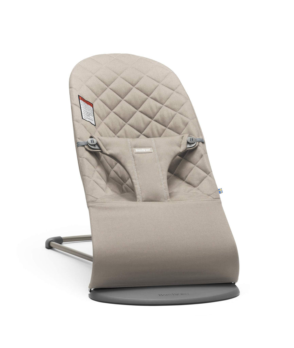 BabyBjörn Bouncer Bliss sand gray seat with ergonomic support