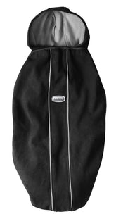 BabyBjörn weatherproof fleece cover on carrier keeps baby warm and dry.