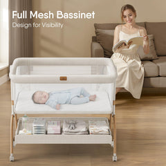 BabyBond bassinet bedside crib full mesh sides improve airflow and visibility