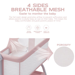 BabyBond bassinet height adjustable design aligns with bed height for convenient night feeding.