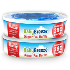 BabyBreeze diaper pail refill 560-count two-pack front view for odor-free disposal