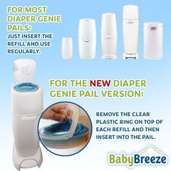 BabyBreeze seven-set refills arranged for convenient replacement cycles in a sanitary bag system.
