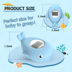 BabyElf thermometer with LED display lights up hot or cold, guiding comfortable bath temps.
