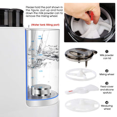 BabyExo adjustable water output from 1 to 8 oz for various bottle sizes