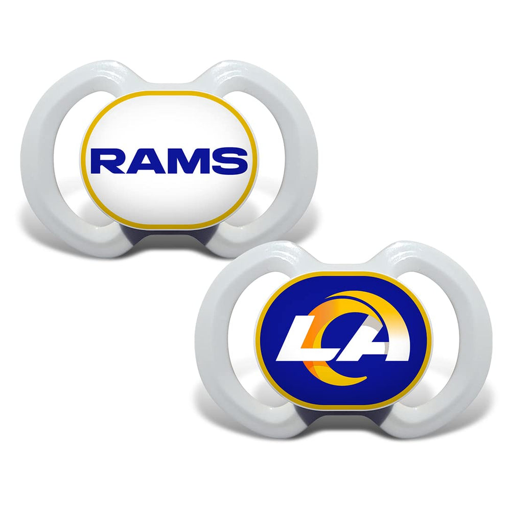 BabyFanatic Pacifier 2-Pack with Rams logo button offers soothing comfort during car rides.