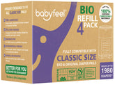 Babyfeel BIO refills for DEKOR Classic packaging show easy, eco-friendly diaper disposal.