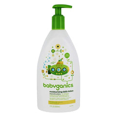 BabyGanics lotion bottle with Chamomile Verbena fragrance for gentle daily moisture