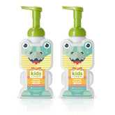 Babyganics KidsFoaming Body Wash Cupcake bottle pump shows gentle foaming bath action