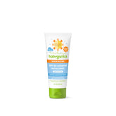 Babyganics SPF50 mineral sunscreen tube provides sheer coverage for easy sun protection