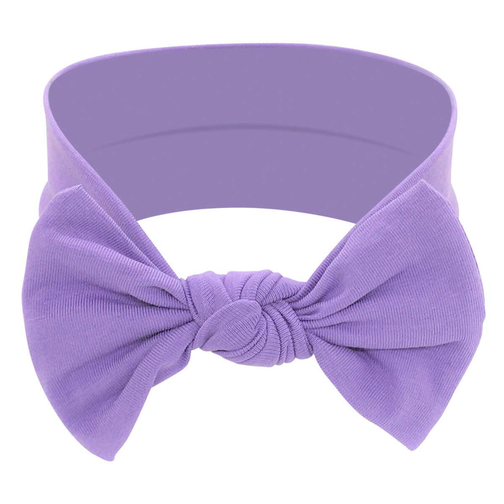 Babygiz lavender bow headband on baby for photo-ready charm.