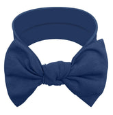 BABYGIZ baby girl headband navy blue bow keeps hair neatly away for comfortable wear.