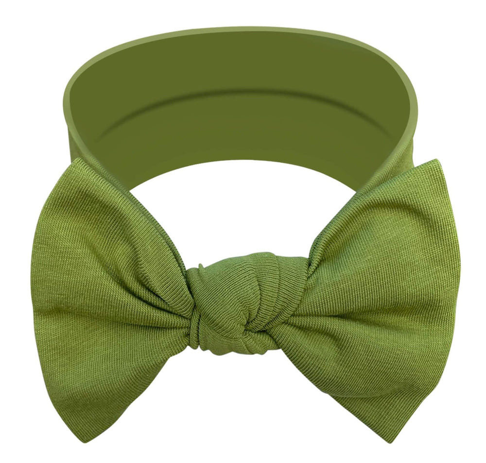 BABYGIZ olive green headband worn by a baby girl for everyday wear.