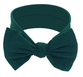 BABYGIZ dark-green headband bow detail with soft cotton blend for gentle everyday wear.