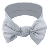 BABYGIZ headband stone gray closeup shows soft cotton blend for gentle wear