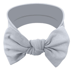 BABYGIZ headband stone gray closeup shows soft cotton blend for gentle wear