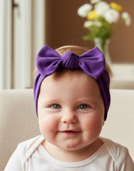 BABYGIZ purple bow detail on headband, adds photo-ready style.