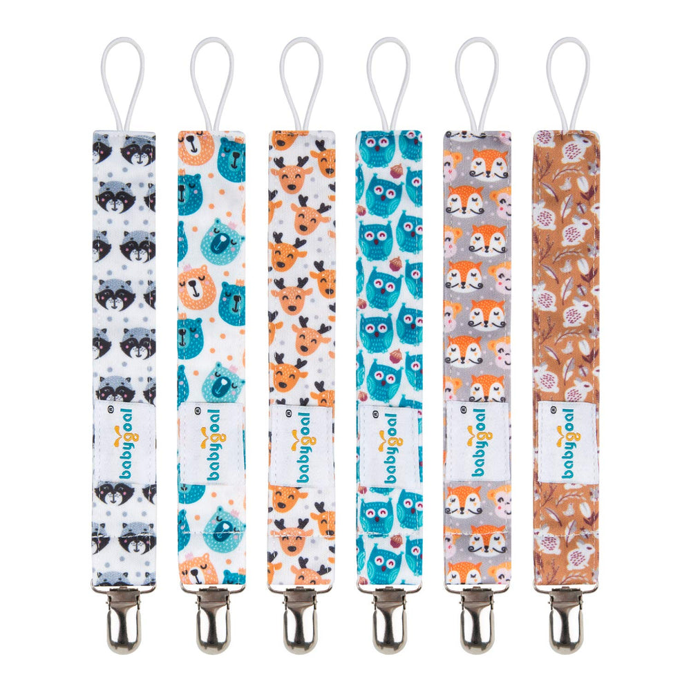 Babygoal Baby Animal Pacifier Clips set, six playful designs for babies
