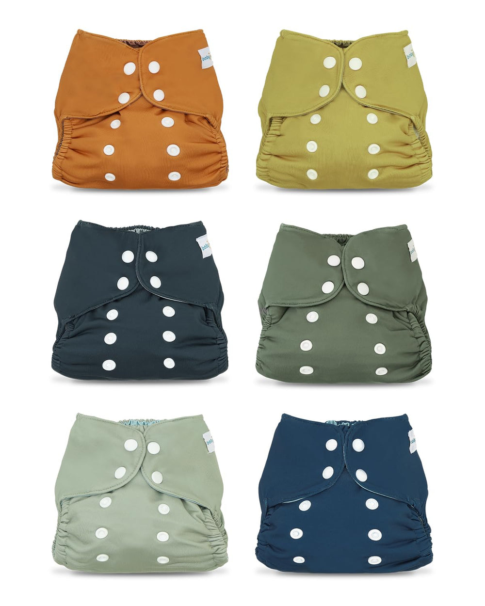 Babygoal baby cloth cover 6-pack showing adjustable snaps for newborn fits.