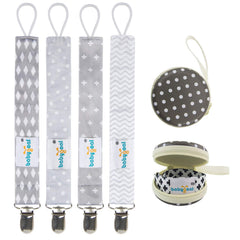 Babygoal pacifier clips 4pack closeup showcasing secure grip for outings