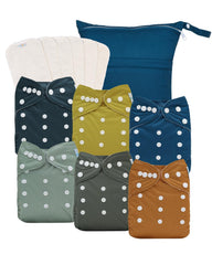 Babygoal reusable diapers pack front view shows six neutral covers for eco-friendly wardrobe.