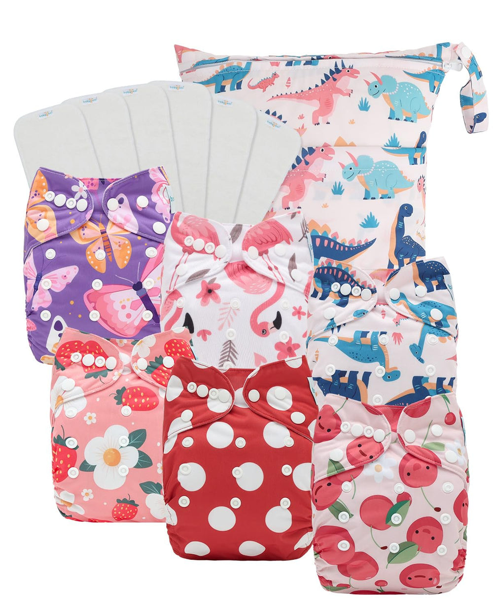 Babygoal babycloth diaper 6pack cover closeup showing adjustable fit for growing toddlers.