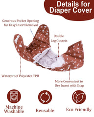 Babygoal cloth diaper covers double gusset close-up highlights leak protection and snug fit.