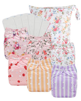 Babygoal cloth diaper covers pack 6, front view, adjustable fit for growing babies.