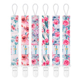 babygoal floral pacifier clip with flowers for secure attachment and gentle fabric.