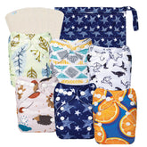 Babygoal newborn cloth diaper covers closeup showing adjustable snaps for a growing baby.