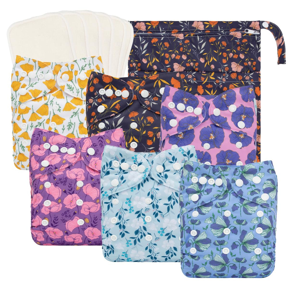 babygoal reusable cloth diapers 6-pack demonstrate adjustable size for growing babies
