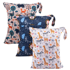 Babygoal wet bag dual-pocket design with two zips for diaper organization on the go.
